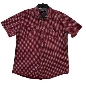 Eighth Avenue Men's Large Maroon Button‎ Down Short Sleeve Shirt